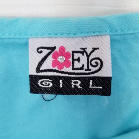 Girls Zoey Girl Blue Apron Skirt with Blue Flower Cutout Size Small - Picture 4 of 4
